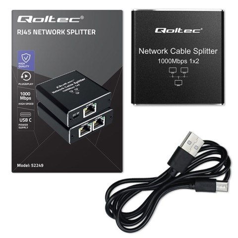 Rozdzielacz Splitter mini SWITCH 1x2 port RJ45 | 1000Mbps | USB-C| Aluminium Rozdzielacz Splitter mini SWITCH 1x2 port RJ45 | 1000Mbps | USB-C| Aluminium