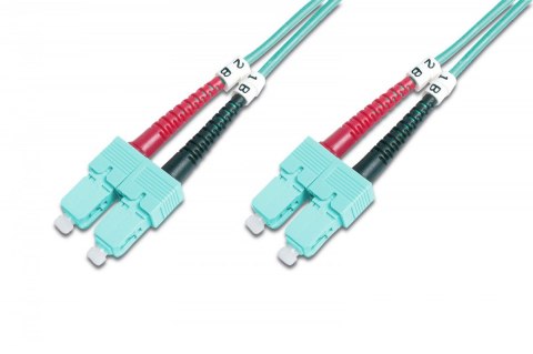 Patch cord światłowodowy FO SC-SC MM 50/125 OM3 duplex LSOH 3m, Turkusowy Patch cord światłowodowy FO SC-SC MM 50/125 OM3 duplex LSOH 3m, Turkusowy