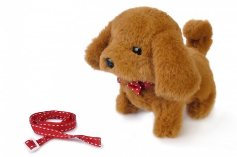 Piesek chodzący na smyczy brązowy 14 cm Piesek chodzący na smyczy brązowy 14 cm