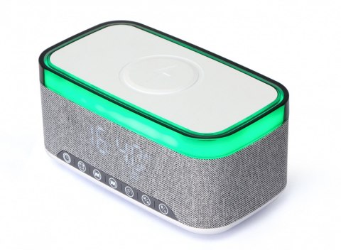 Cyfrowy budzik z funkcją bezprzewodowego ładowania, radio DAB/FM RGB biało-szary Cyfrowy budzik z funkcją bezprzewodowego ładowania, radio DAB/FM RGB biało-szary