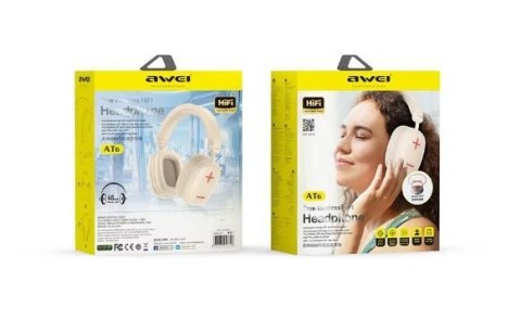 Słuchawki Bluetooth nauszne AT6 Beżowe Słuchawki Bluetooth nauszne AT6 Beżowe