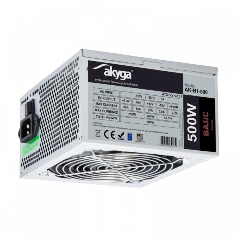 Zasilacz ATX 500W AK-B1-500 P4 PCI-E 6+2 pin 3x SATA 2x Molex PPFC FAN 12cm Zasilacz ATX 500W AK-B1-500 P4 PCI-E 6+2 pin 3x SATA 2x Molex PPFC FAN 12cm