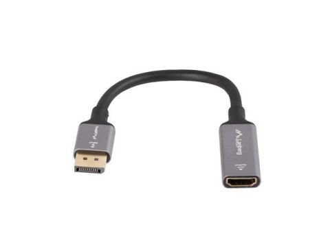 Adapter Displayport(M)- HDMI(F)4K na kablu 20cm srebrny Adapter Displayport(M)- HDMI(F)4K na kablu 20cm srebrny