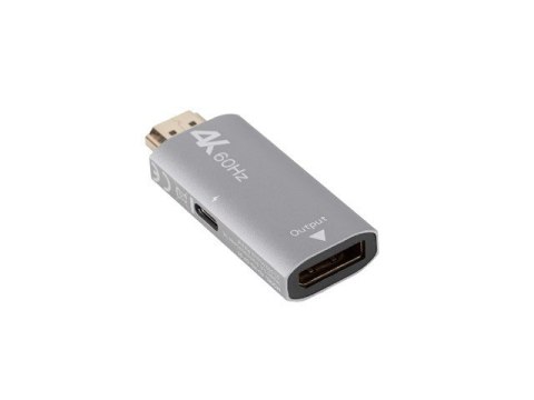 Adapter HDMI(M)-Displayport(F)4K srebrny Adapter HDMI(M)-Displayport(F)4K srebrny
