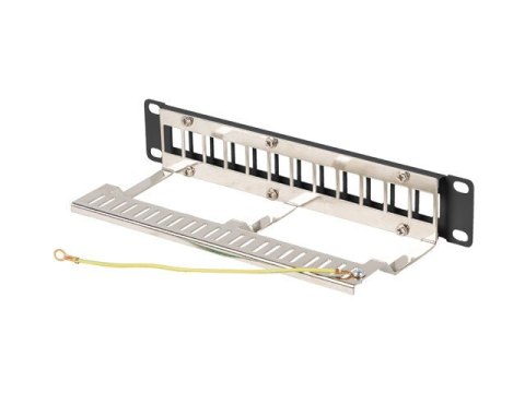 Patch Panel 12 Port 1U 10 cali FTP z organizatorem do modułów keystone czarny Patch Panel 12 Port 1U 10 cali FTP z organizatorem do modułów keystone czarny