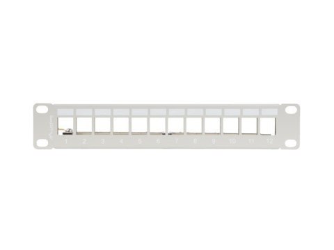 Patch Panel 12 Port 1U 10 cali FTP z organizerem do modułów keystone szary Patch Panel 12 Port 1U 10 cali FTP z organizerem do modułów keystone szary
