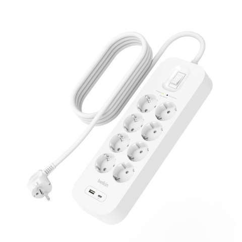Listwa przeciwprzepięciowa SurgePlus 8x schuko 1xUSB-A 1xUSB-C 900J 2m Listwa przeciwprzepięciowa SurgePlus 8x schuko 1xUSB-A 1xUSB-C 900J 2m