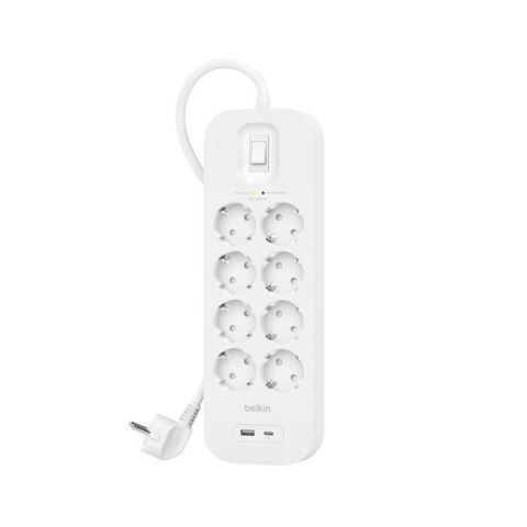 Listwa przeciwprzepięciowa SurgePlus 8x schuko 1xUSB-A 1xUSB-C 900J 2m Listwa przeciwprzepięciowa SurgePlus 8x schuko 1xUSB-A 1xUSB-C 900J 2m