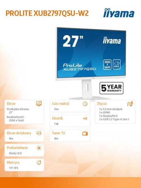 Monitor 27 cali XUB2797QSU-W2,IPS,HDMI,DP,100Hz,QHD,300cd,(5y) Monitor 27 cali XUB2797QSU-W2,IPS,HDMI,DP,100Hz,QHD,300cd,(5y)