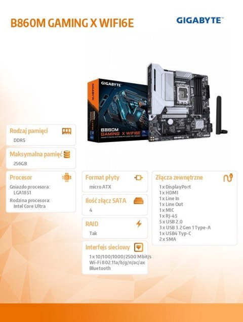 Płyta główna B860M GAMING X WIFI6E Płyta główna B860M GAMING X WIFI6E