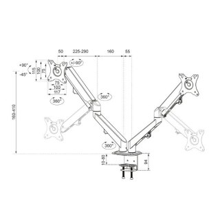 Uchwyt biurkowy DS70-700BL2 2LCD