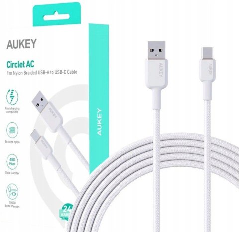 CB-NAC1 White nylonowy kabel USB C - USB A | 1m | 3A | 60W PD | 20V CB-NAC1 White nylonowy kabel USB C - USB A | 1m | 3A | 60W PD | 20V