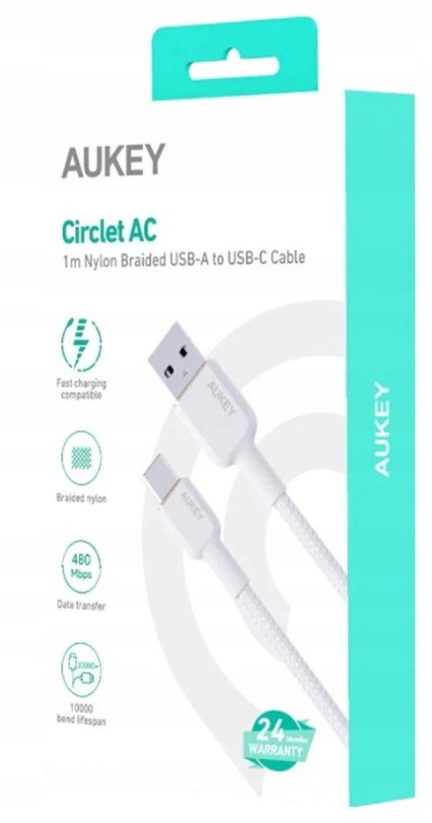 CB-NAC1 White nylonowy kabel USB C - USB A | 1m | 3A | 60W PD | 20V CB-NAC1 White nylonowy kabel USB C - USB A | 1m | 3A | 60W PD | 20V
