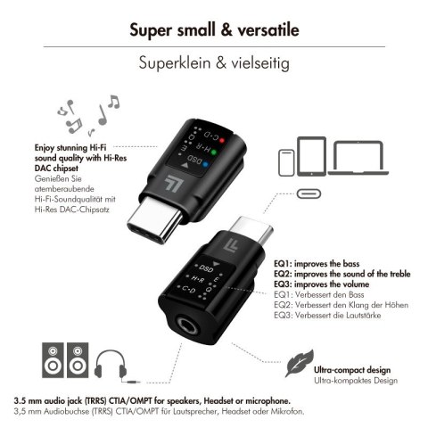 Adapter audio USB-C/M na 3.5mm/F, DAC, EQ Adapter audio USB-C/M na 3.5mm/F, DAC, EQ