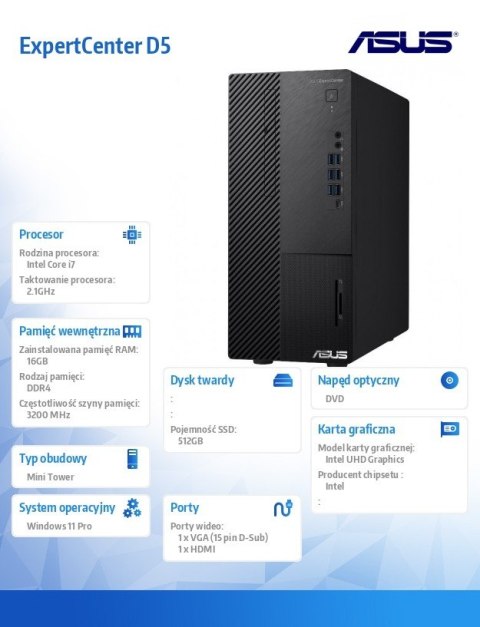 Komputer ExpertCenter D5 D500ME-713700280X - i7-13700 vPro/16GB/512GB/DVD-RW/W11 PRO Komputer ExpertCenter D5 D500ME-713700280X - i7-13700 vPro/16GB/512GB/DVD-RW/W11 PRO