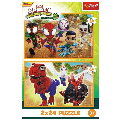 Puzzle 2x24 elementy Spidey i dinozaury Puzzle 2x24 elementy Spidey i dinozaury