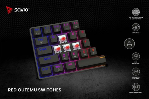 Klawiatura mechaniczna BLACKOUT X2 OUTEMU Red, Hot Swap