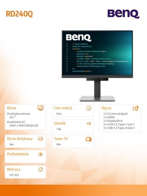 Monitor 24 cale RD240Q WQXGA 5ms/IPS/1200:1/HDMI/DP