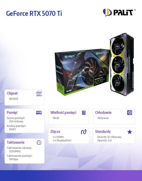 Karta graficzna GeForce RTX 5070 Ti GAMEROCK 16GB GDDR7 256bit 3DP/HDMI