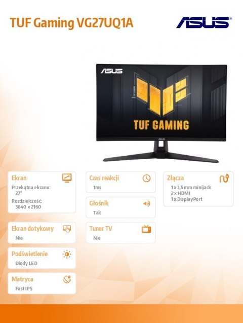 Monitor 27 cali VG27UQ1A 4K F-IPS 160Hz HDMI DP