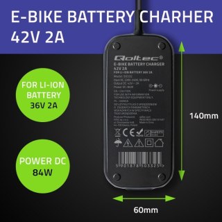 Ładowarka do roweru skutera elektrycznego 36V | 42V | 2A | 5.5*2.1 | wodoodporna + kabel zasilający