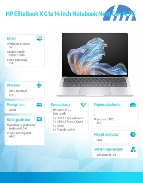 Notebook EliteBook X G1a AI9HXP375 2TB/64GB/W11P/14.0 B9ZW9ET Notebook EliteBook X G1a AI9HXP375 2TB/64GB/W11P/14.0 B9ZW9ET