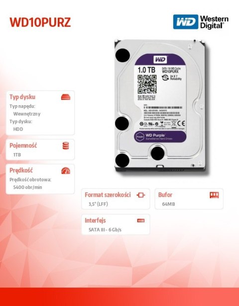 HDD Purple 1TB 3,5'' 64MB SATAIII/5400rpm HDD Purple 1TB 3,5'' 64MB SATAIII/5400rpm
