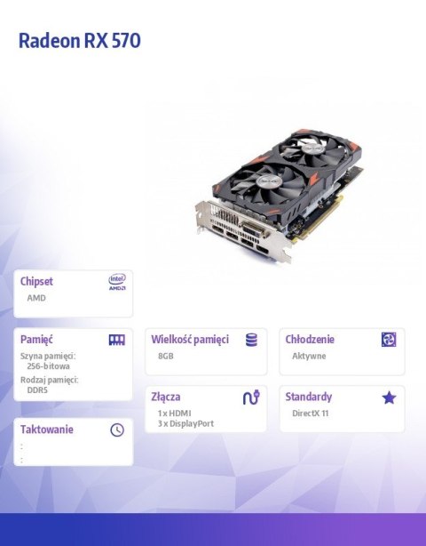 Karta graficzna Radeon RX 570 8GB GDDR5 256Bit HDMI 3xDP ATX Dual Fan H3 Karta graficzna Radeon RX 570 8GB GDDR5 256Bit HDMI 3xDP ATX Dual Fan H3