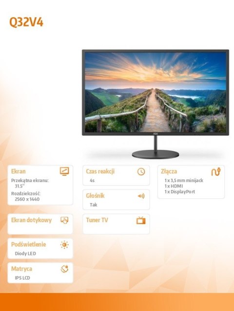 Monitor Q32V4 31.5 IPS HDMI DP Głośniki Monitor Q32V4 31.5 IPS HDMI DP Głośniki
