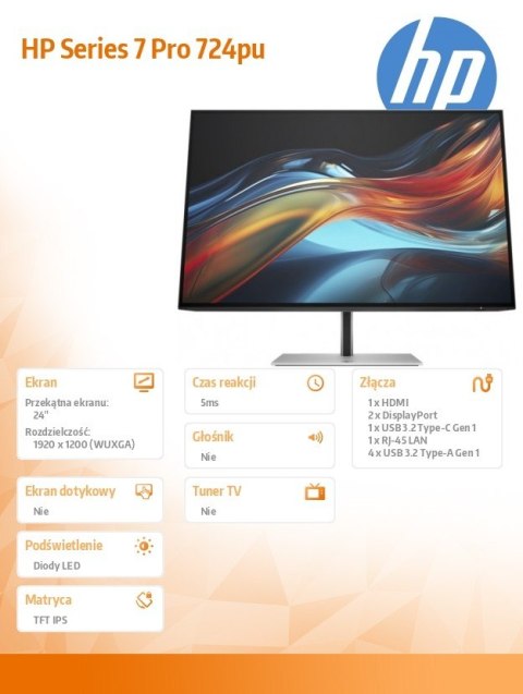 Monitor S7 Pro 724pu WUXGA USB-C 8Y2F7AA Monitor S7 Pro 724pu WUXGA USB-C 8Y2F7AA