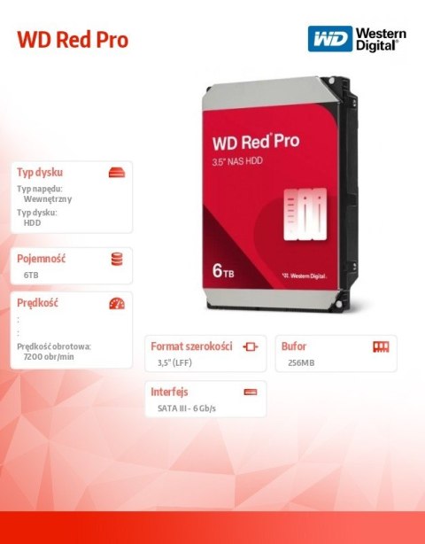 Dysk HDD Red Pro 6TB 3,5 265 MB SATAIII WD6005FFBX Dysk HDD Red Pro 6TB 3,5 265 MB SATAIII WD6005FFBX