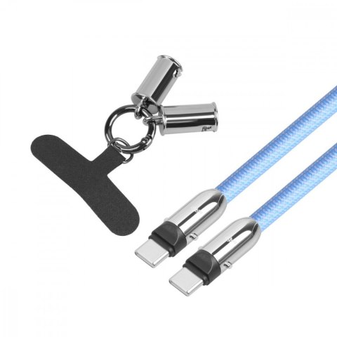 Kabel 2w1 USB C smycz 1m błękitny Kabel 2w1 USB C smycz 1m błękitny
