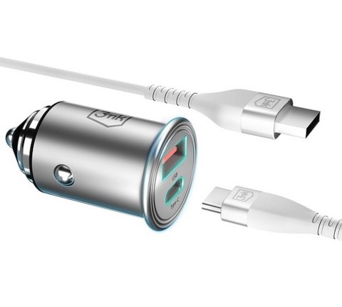 Ładowarka samochodowa 30W 1xUSB-C+USB-A PD Ładowarka samochodowa 30W 1xUSB-C+USB-A PD