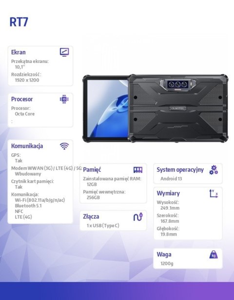 Tablet RT7 12/256GB czarny