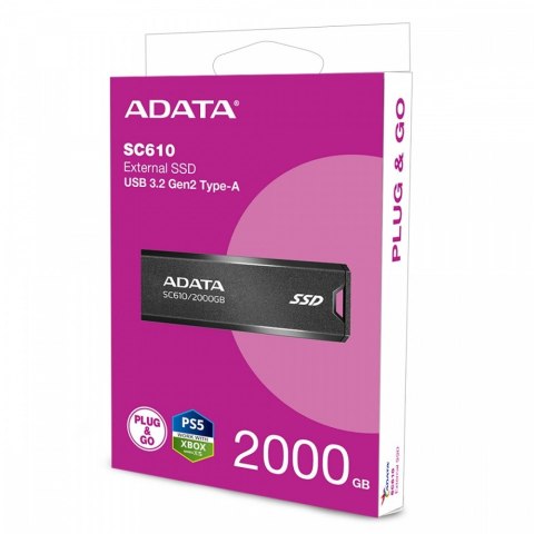 Dysk SSD zewnętrzny SC610 2000 GB USB3.2A Gen2 czarny Dysk SSD zewnętrzny SC610 2000 GB USB3.2A Gen2 czarny