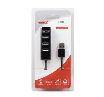 Hub 4x USB 2.0, Y-2140, Ladowanie tel., czarny Hub 4x USB 2.0, Y-2140, Ladowanie tel., czarny
