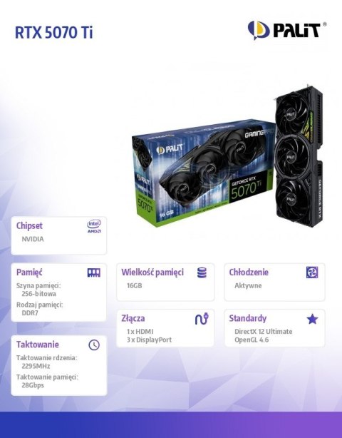 Karta graficzna RTX 5070 Ti GAMING PRO V1 16GB GDDR7 256bit 3DP/HDMI