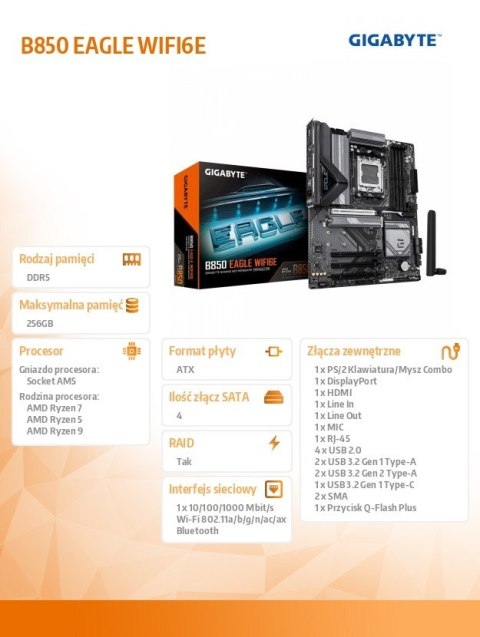 Płyta główna B850 EAGLE WIFI6E Płyta główna B850 EAGLE WIFI6E