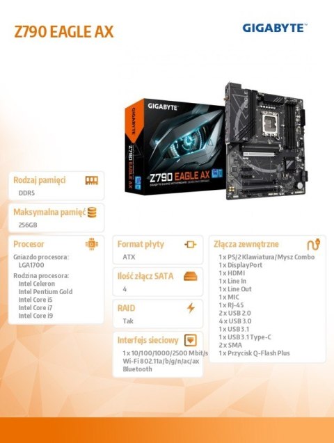 Płyta główna Z790 EAGLE AX s1700 4DDR5 HDMI/DP ATX Płyta główna Z790 EAGLE AX s1700 4DDR5 HDMI/DP ATX