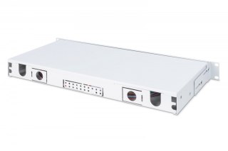 Przełącznica światłowodowa/panel krosowy z wyposażeniem 19 cali 1U, 24x LC duplex, OS2, zawiera pigtaile, adaptery, tacki, wysuw