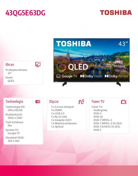 Telewizor QLED 43 cale 43QG5E63DG