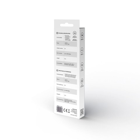 Kabel USB- A - micro USB, 2A, 3m, CL-167 Kabel USB- A - micro USB, 2A, 3m, CL-167