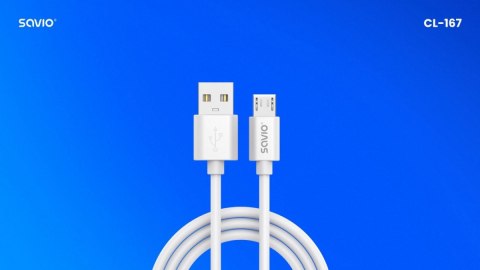 Kabel USB- A - micro USB, 2A, 3m, CL-167 Kabel USB- A - micro USB, 2A, 3m, CL-167