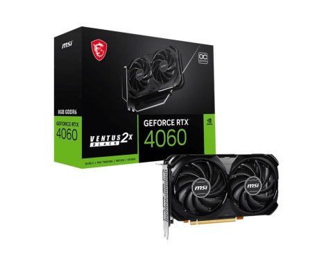 Karta graficzna GeForce RTX 4060 Ventus 2X Black OC 8GB GDDR6 128bit Karta graficzna GeForce RTX 4060 Ventus 2X Black OC 8GB GDDR6 128bit