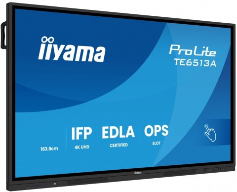 Monitor 65 cali TE6513A-B1AG INFRARED,40pkt,IPS,4K,7H,450cd/m2, WiFi,USB, ANDROID 14, Google EDLA,2x20W, UCHWYT CIENNY