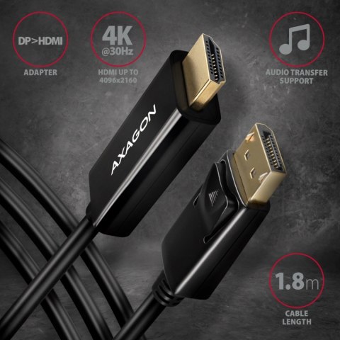 RVD-HI14C2 Adapter aktywny DisplayPort -> HDMI 1.4, kabel 1,8m, 4K/30Hz RVD-HI14C2 Adapter aktywny DisplayPort -> HDMI 1.4, kabel 1,8m, 4K/30Hz