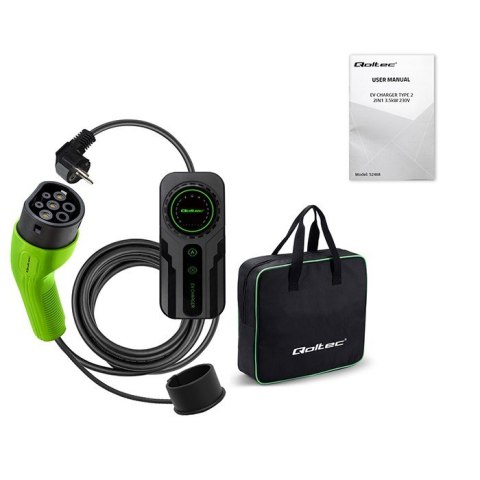 Mobilna ładowarka do samochodu elektrycznego EV z regulacją 2w1 Typ2 | Schuko | 3.5kW | 230V | LCD | Przenośna | Wallbox | 5m Mobilna ładowarka do samochodu elektrycznego EV z regulacją 2w1 Typ2 | Schuko | 3.5kW | 230V | LCD | Przenośna | Wallbox | 5m