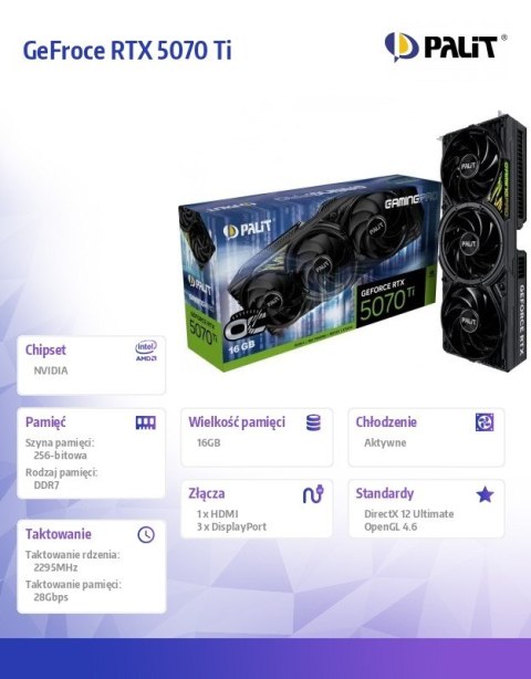 Karta graficzna GeFroce RTX 5070 Ti GAMING PRO OC V1 16GB GDDR7 256bit 3DP/HDMI