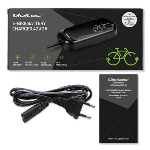 Ładowarka do roweru skutera elektrycznego XIAOMI 36V | 42V | 2A |8.0*.8.0mm+pin | wodoodporna + kabel zasilający
