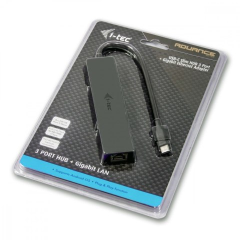 USB-C Slim 3-port HUB z adapterem Gigabit Ethernet USB-C Slim 3-port HUB z adapterem Gigabit Ethernet